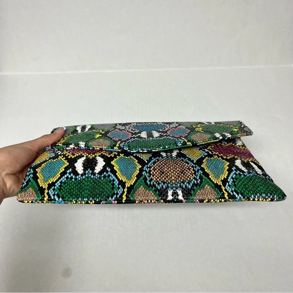 Multicolor color pop faux Snakeskin chain Crossbody Clutch Bag going out party - Picture 8 of 13